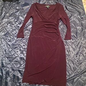 Ralph Lauren Plum Slightly Ruched Fitted Dress sz 4